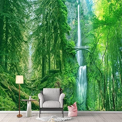 XLMING Grün Große Bäume Wald Waldlandschaft 3D Tapete Home Dekoration Wohnzimmer Sofa Schlafzimmer Tv Hintergrund Wand-200cm×140cm