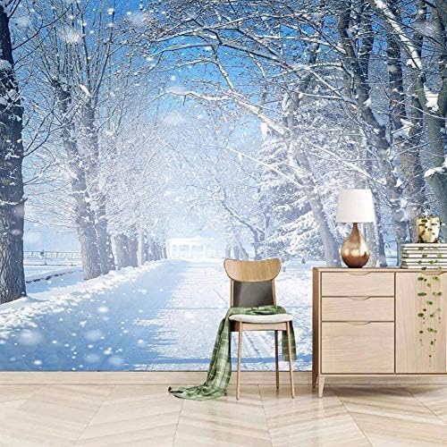 XLMING Weißer Schnee Wandbilder 3D Tapeten Home Esszimmer Sofa Schlafzimmer Wohnzimmer TV Hintergrund-250cm×170cm