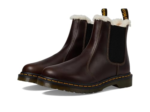 Dr. Martens Damen 2976 Leonore Chelsea Boots mit Kunstfell gefüttert, Dunkles Khaki, 7