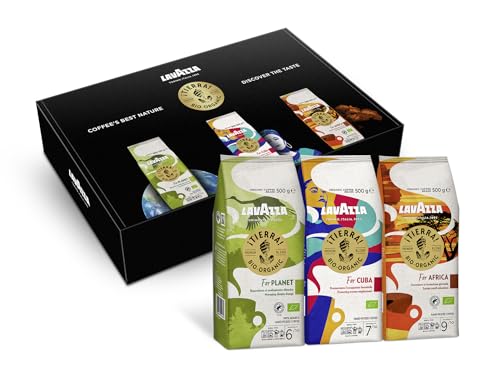 Lavazza, Tierra Probierset Handgepflückte Bio-Kaffeebohnen, 3 Packungen mit 500 g, Tierra for Africa, Tierra for Amazonia, Tierra for Cuba, 1500 g