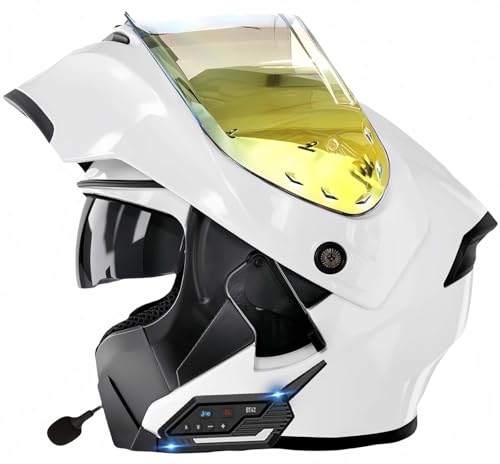 Modularer Bluetooth-Motorradhelm, modulare Integral-Klapphelme für Männer und Frauen mit integriertem Lautsprecher-Doppelvisier, ECE-zugelassener Integral-Klapphelm Z,S52-53CM