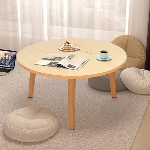 Altsuceser Kleiner runder Beistelltisch, 60 cm, kleiner Couchtisch, Sofa, Beistelltisch, nordischer Stil, Holz-Esstisch für Wohnzimmer, Schlafzimmer, kleiner Raum, Holzfarbe