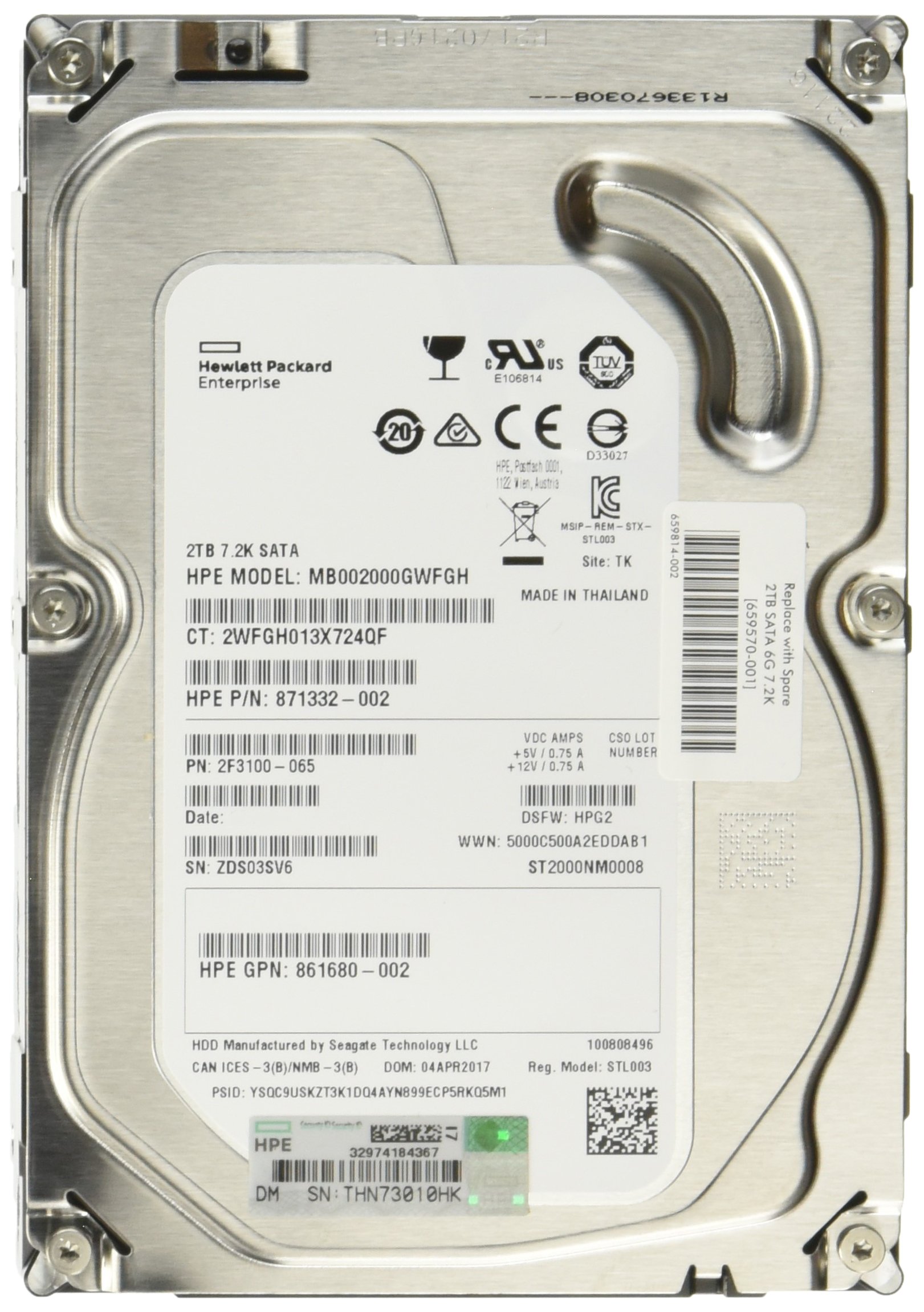 Hewlett Packard HP 2TB 6G SATA 3.5IN NHP