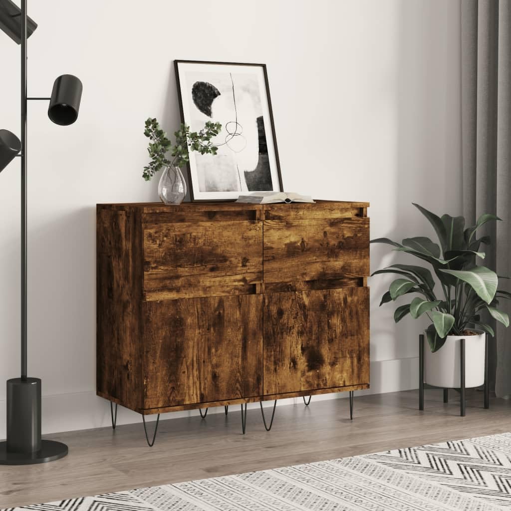 CCCINER Sideboards 2 STK. Räuchereiche 40x35x70 cm Holzwerkstoff,Modernes Sideboard aus Holzwerkstoff Viel Stauraum für Wohnzimmer