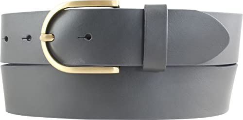 BELTINGER Damen-Gürtel aus Vollrindleder 4 cm | Jeans-Gürtel für Damen 40mm | Vollleder-Gürtel mit goldener Gürtelschließe | Dunkelgrau 85cm