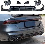 Heckstoßstange Diffusor Lippe Für Audi A7 Sline 4 Door 2019 2020 ABS Heckdiffusor Kofferraumschutz Spoilerplatte Splitter Spoilerlippe Heckdiffusor Auto Heckspoiler,Black