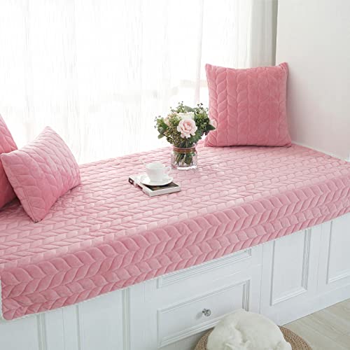 Dxcaicc Erkerfenster Sitzkissen Innenfensterbank Kissen rutschfest Kristall Samt Bank Kissen Wohnzimmer Home Decor Schweller Matte für Tatami Sofa Schlafzimmer,Rosa,90 x 120 cm