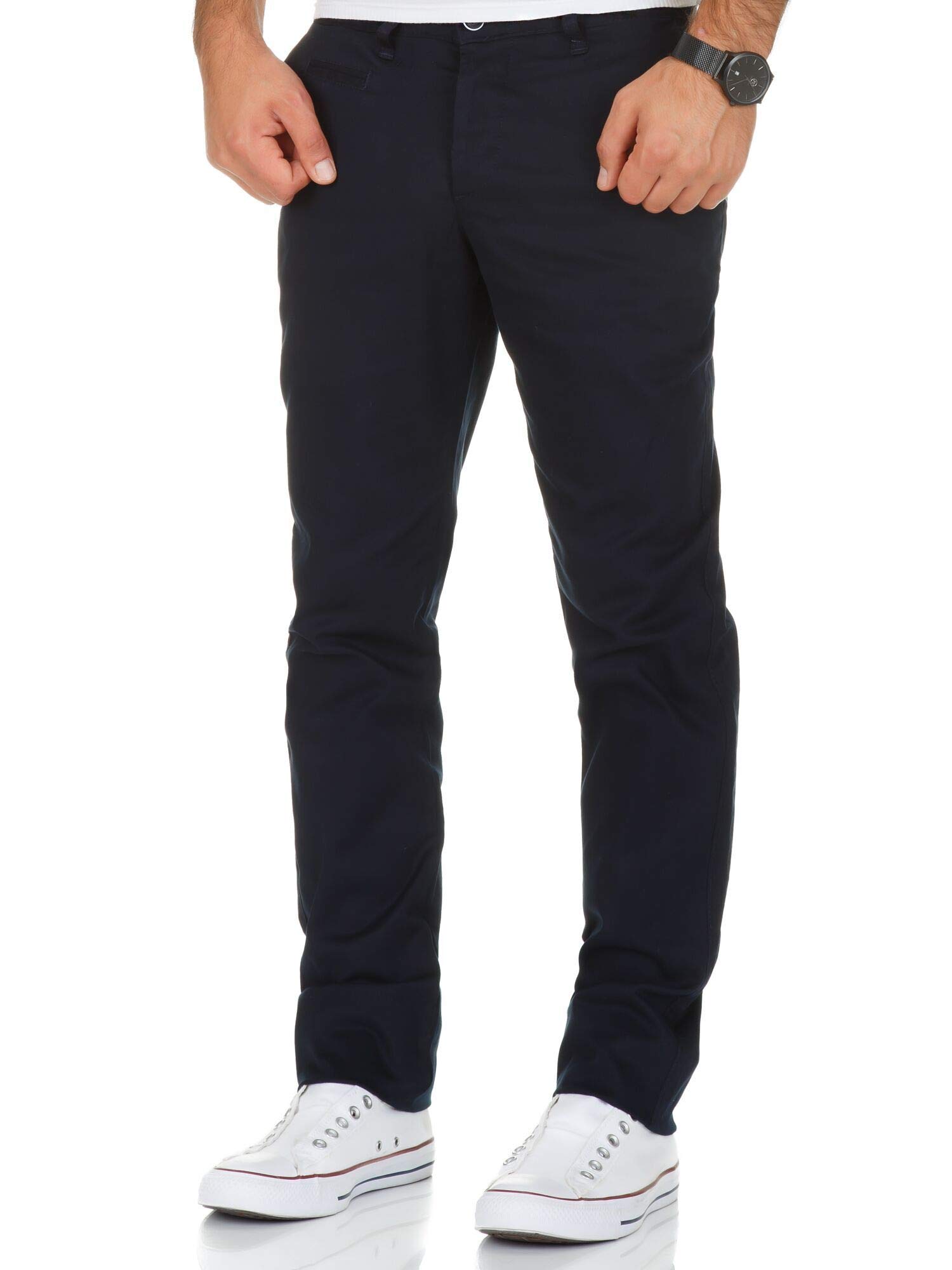 Amaci&Sons Herren Regular Slim Stretch Chino Hose Fit 1-7010 Navyblau W29/L30