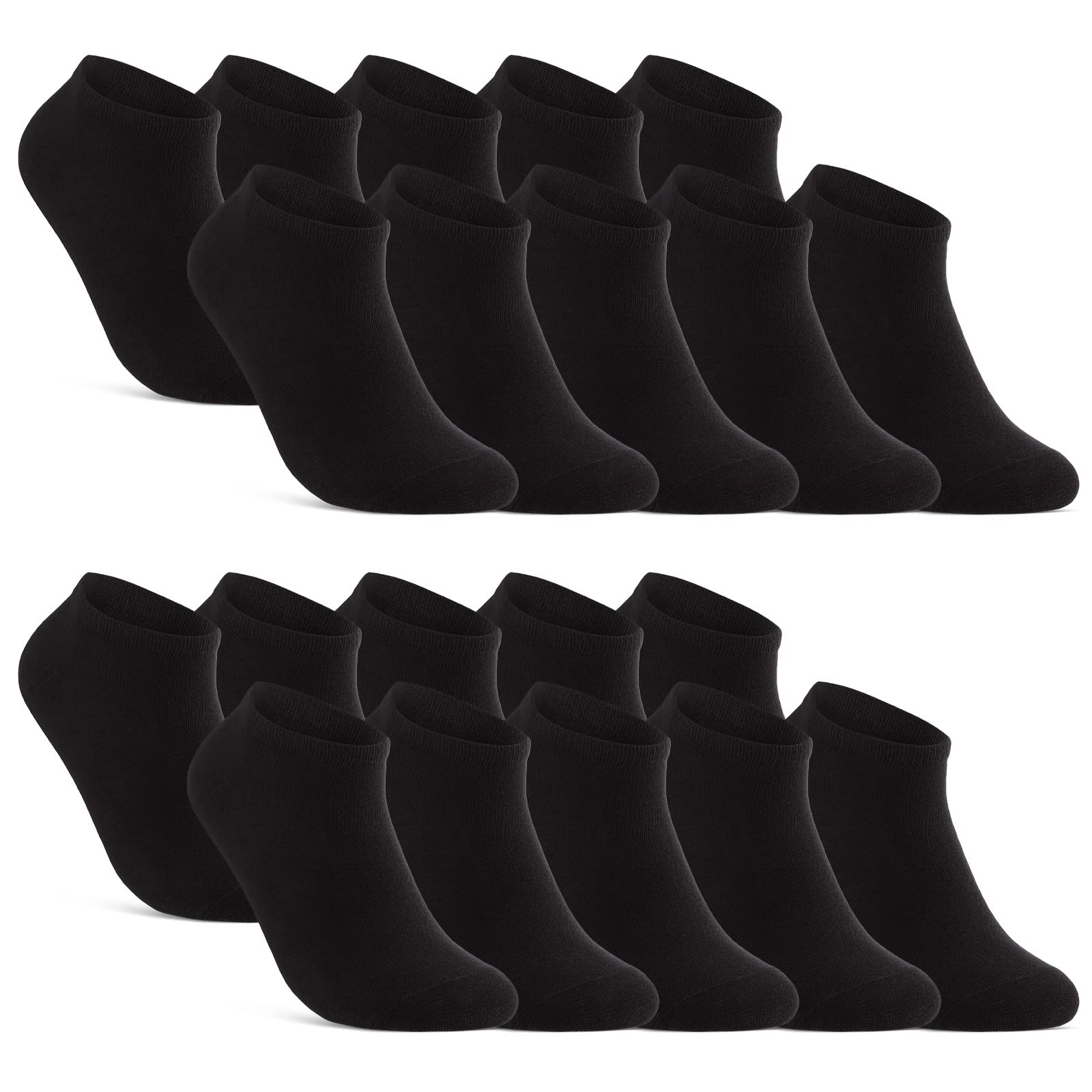 10 | 20 | 30 Paar Sneaker Socken Herren Damen Schwarz Weiß Grau Baumwolle 16900 (20x Schwarz 39-42)