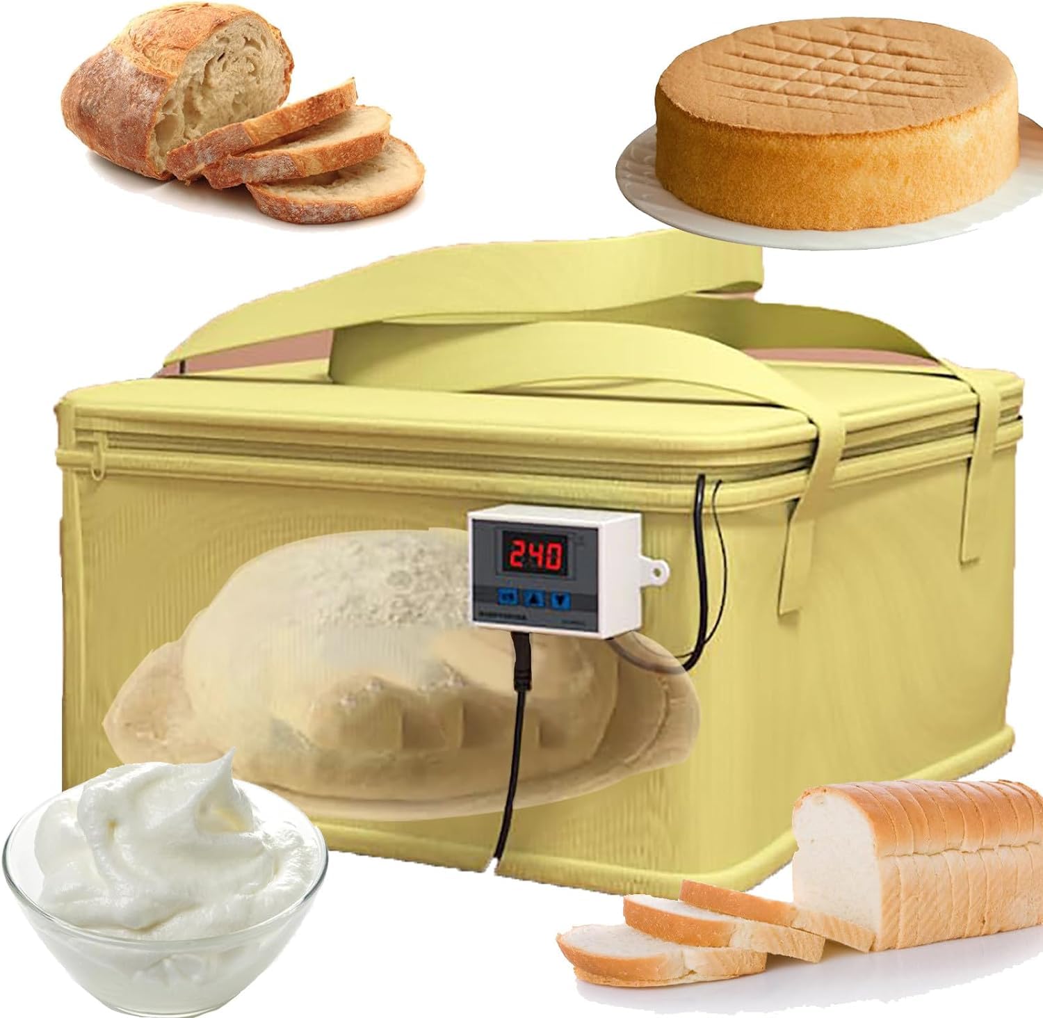 Tragbarer, vielseitiger Teig-Gärschrank, Temperaturregelung (0,1 °C), Niedertemperaturheizung, zum Backen und Fermentieren, zur Herstellung von Brot, Joghurt, Natto, 29 * 30 * 19 cm