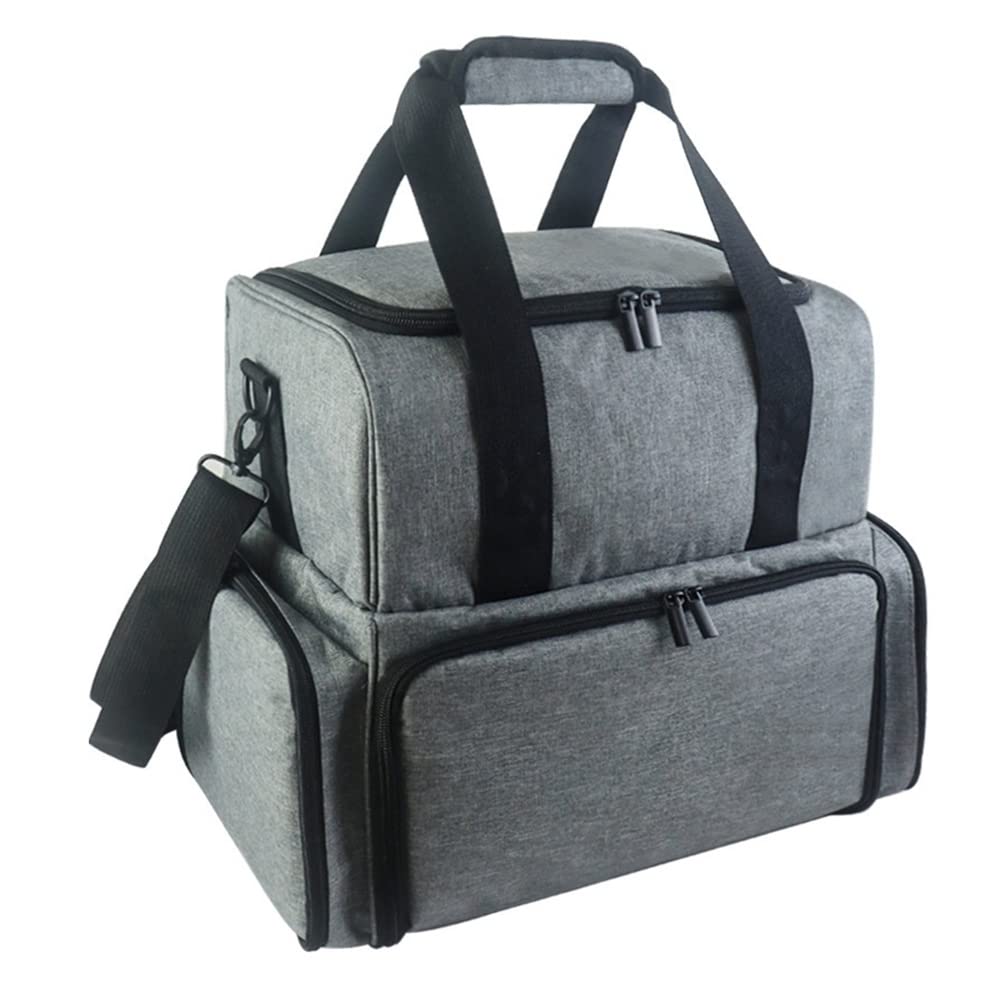 Qutsvosh Tragbare Nagellack-Aufbewahrungstasche, Handtasche mit Schultergurt, abnehmbare Trennwand, Reise-Multi-Tragetasche, grau, grau