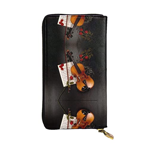 DMORJ Lange Clutch für Violinennoten, Leder, 19 x 10 cm, bequem, leicht, wasserdicht, langlebig, schönes Geschenk, Schwarz, Einheitsgröße, Schwarz , Einheitsgröße