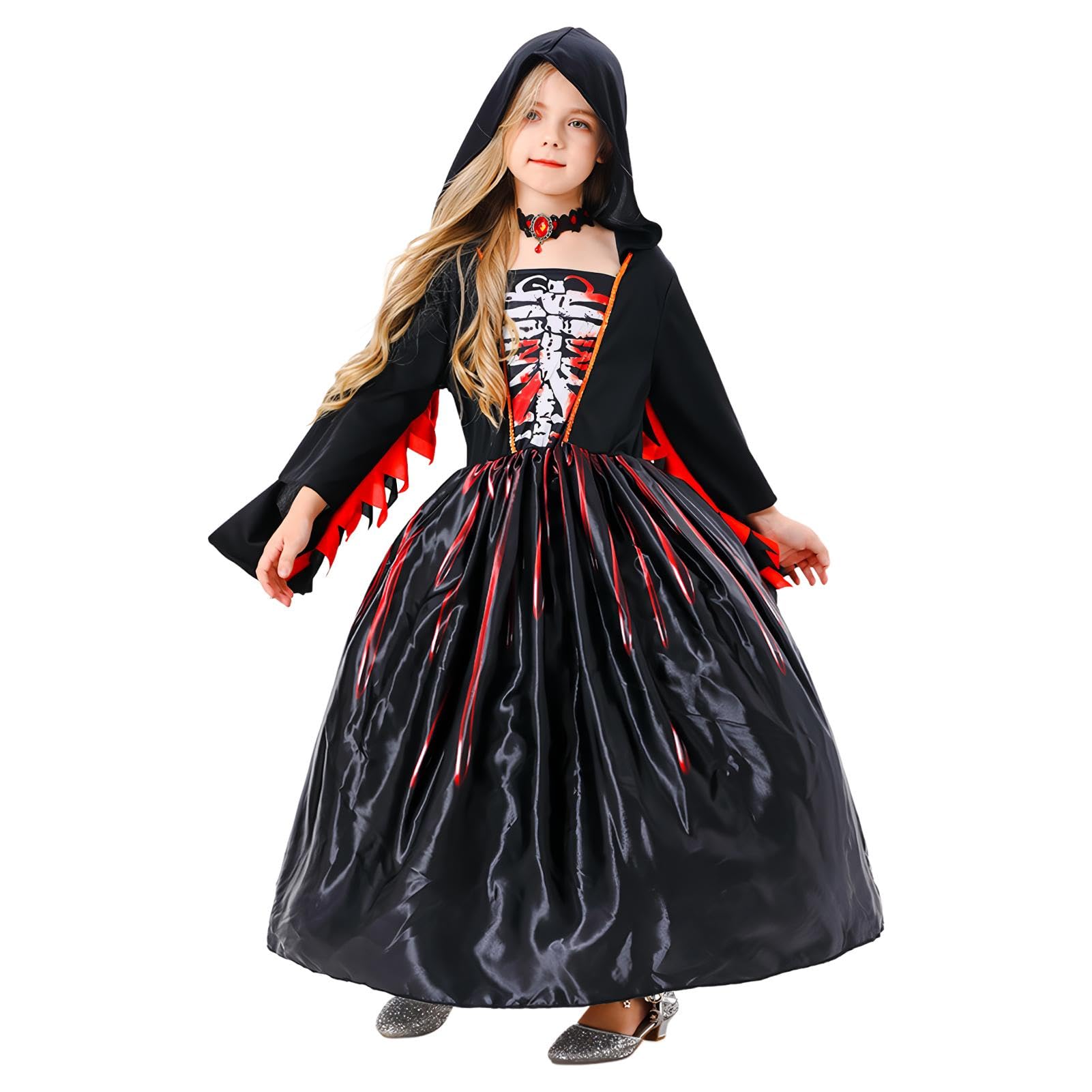 Nbhuiakl Hexen-Cosplay-Kostüm für Mädchen, Hexenkostüm für Kleinkinder - Halloween-Hexenkleid für Mädchen in Cape-Form,Hexenkleid für Kinder im Alter von 5–14 Jahren