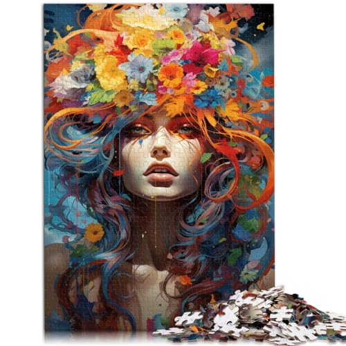 Puzzle Bunte psychedelische Blumenfrau 1000 Teile für Erwachsene Schwieriges Puzzle Holzpuzzle Spielzeug Denkspiel 1000 Teile (50x75cm)