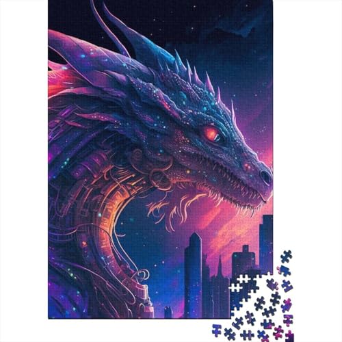 Drachen-Holzpuzzle für Erwachsene, schwieriges, anspruchsvolles Puzzle, 1000-teiliges großes Holzpuzzle für Erwachsene, 75x50cm