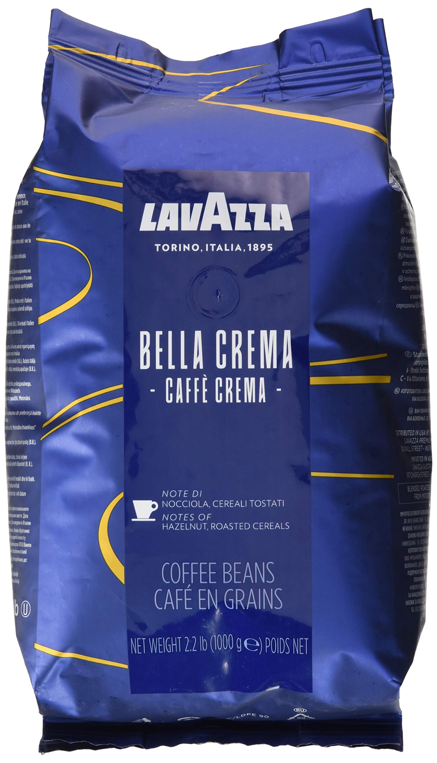 Lavazza Caffé Bar Bella Crema, ganze Bohnen, Bohnenkaffee, 1000g