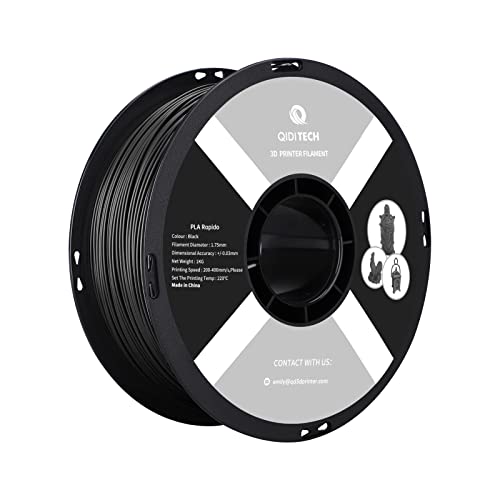 QIDI TECH PLA Filament 1.75mm, 3D Printer Filament Bundle, 1 KG Spool (2.2lbs), 3D Printing Filament Fit Most FDM 3D Printers, Black