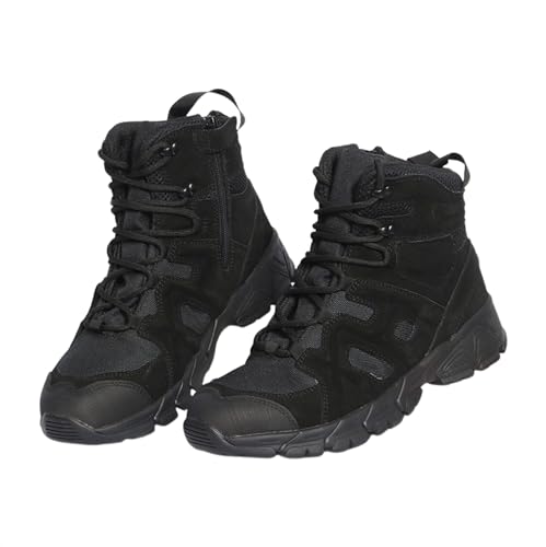 Wasserdichte Wanderstiefel Für Herren, Taktische Herrenstiefel Zum Schnüren Mit Seitlichem Reißverschluss Und Mittelhohem Oberteil, Rutschfeste, Leichte, Langlebige, Atmungsaktive ( Color : Black , Si