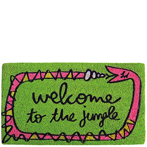 Laroom Fußmatte Welcome to The Jungle, Jute and Rutschfester Boden, Grün, 40 x 70 x 1.8 cm