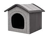 Hundehütte Hundehöhle Hundebett Hundehaus Katzenhöhle Tierbett XXL - 70x60 cm hellgrau mit Graphit