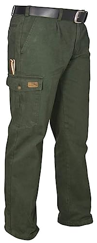 La Chasse® Jagdjeans mit seitlichen Schubtaschen Jägerjeans mit Beintasche & Messertasche Jeanshose für Herren Jeans Jagdhose Jägerhose olivgrün Jeanshose