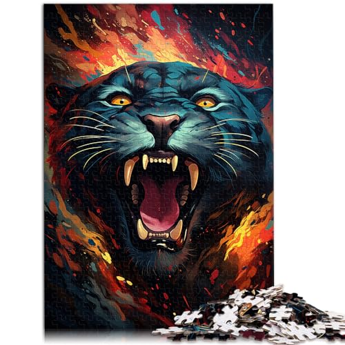 Puzzle für farbenfrohe Psychedelia für aufgeregte Schwarze Panther, 1000-teiliges Puzzle für Erwachsene, Holzpuzzle, Heimdekoration, 1000 Teile (50 x 75 cm)