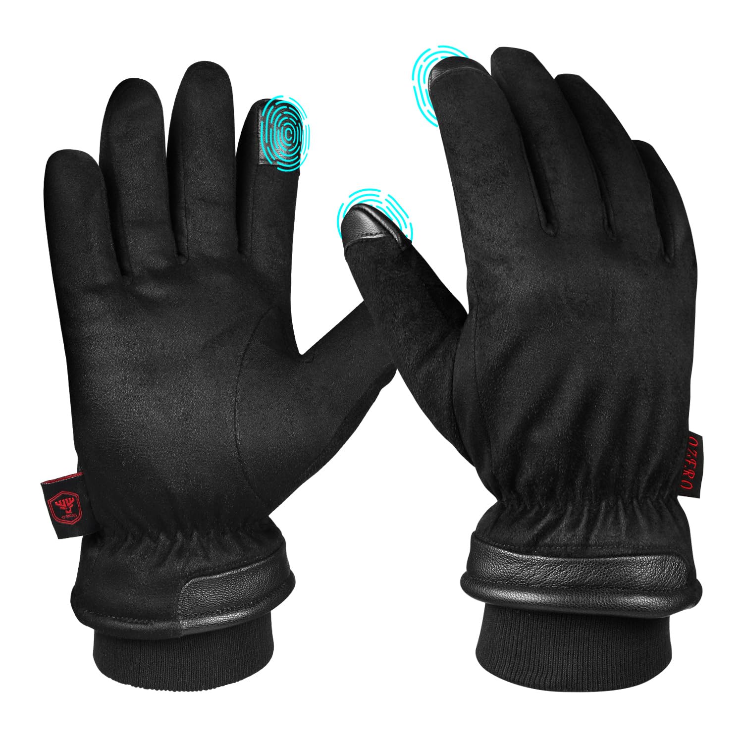 OZERO Winterhandschuhe,Wasserdicht Handschuhe Herren für Ski,Radfahren,Lauf,Motorrad,und Arbeit, Schwarz, XXL