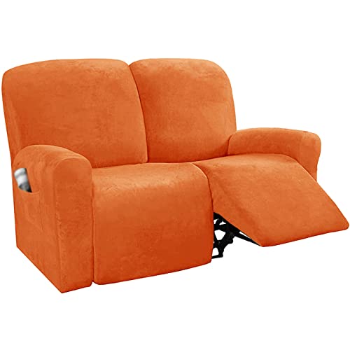 JHLD Stretch Sesselbezug Relaxsessel, Samt Ruhesessel Bezug 1/2/3 Sitzer Relaxsessel Bezug Weiche Ruhesessel Bezüge Anti-rutsch Mit Elastischem Boden Für Kinder Haustiere-Orange-2 Sitze