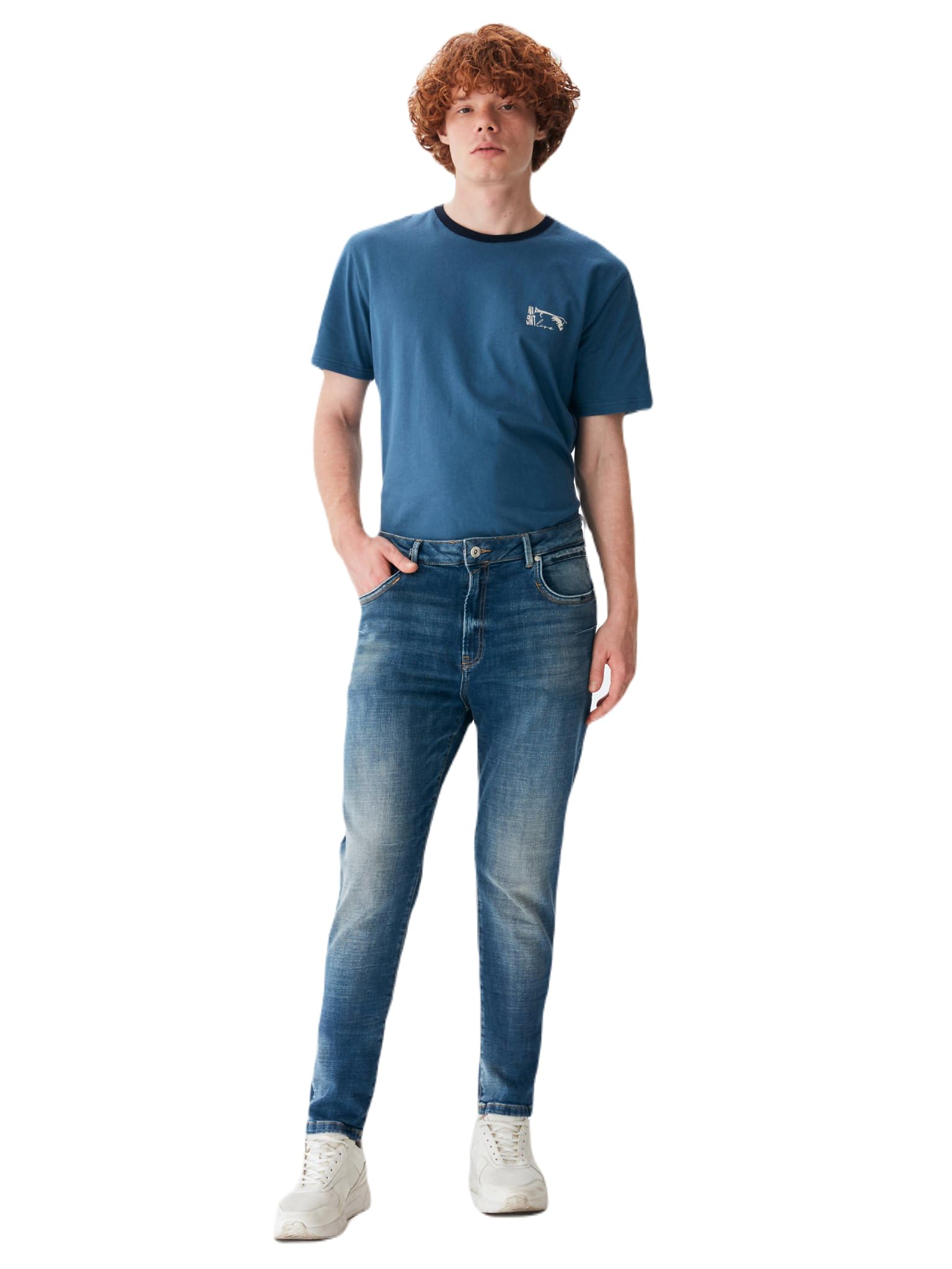 LTB Jeans Herren Jeans Reeves Schlank aus Baumwollmischung Tapered Denim mit Mittlere Taille in Mittel Blau