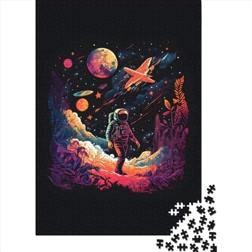 500 Teile für Erwachsene Schwierige Puzzles Astronaut Bunte Holzpuzzles Puzzles für Erwachsene Teenager Lustige Familienpuzzles für Erwachsene (Größe: 52 x 38 cm)