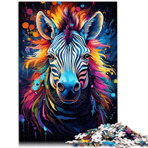 Puzzlespiel, farbenfrohes psychedelisches Zebragemälde, 1000 Teile, Puzzle für Erwachsene, Geschenke, Holzpuzzle, Spaßspiele für 1000 Teile (50 x 75 cm)