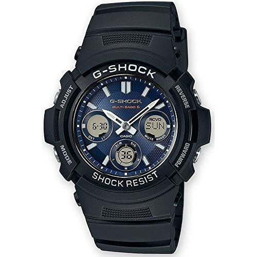 Casio G-Shock Analog-Digital Herrenarmbanduhr AWG-M100 dunkel-blau schwarz, Solar und Funkuhr, 20 BAR