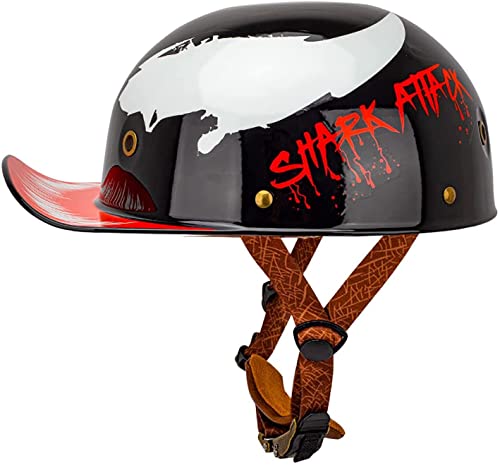 Motorrad Brain-Cap · Retro Motorrad Halbhelme Herren Halbschale Jet-Helm Scooter-Helm Mofa-Helm Vintage Offenem Helm Für Chopper Biker Moped DOT ECE Zertifizierter (Color : D, Größe : XL=61-62cm)