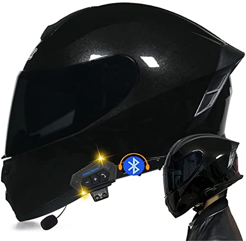 Integralhelm Motorradhelm Integrierter Bluetooth-Helm Klapphelm DOT/ECE Genehmigt Motorrad Full Face Helm Rollerhelm Doppelspiegel Sturzhelm Vier Jahreszeiten Für Damen Und Herren