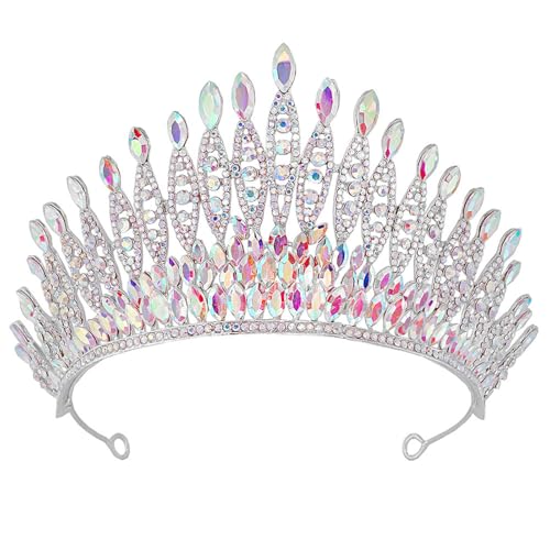 Avejjbaey Braut Kopfschmuck Mit Schimmernden Strasssteinen Bunten Kristallen Tiaras Für Hochzeiten Und Partys Eleganter Haarschmuck Für Frauen