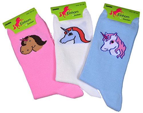 Cocain underwear 9 Damen Einhorn Socken Gr. 39-42