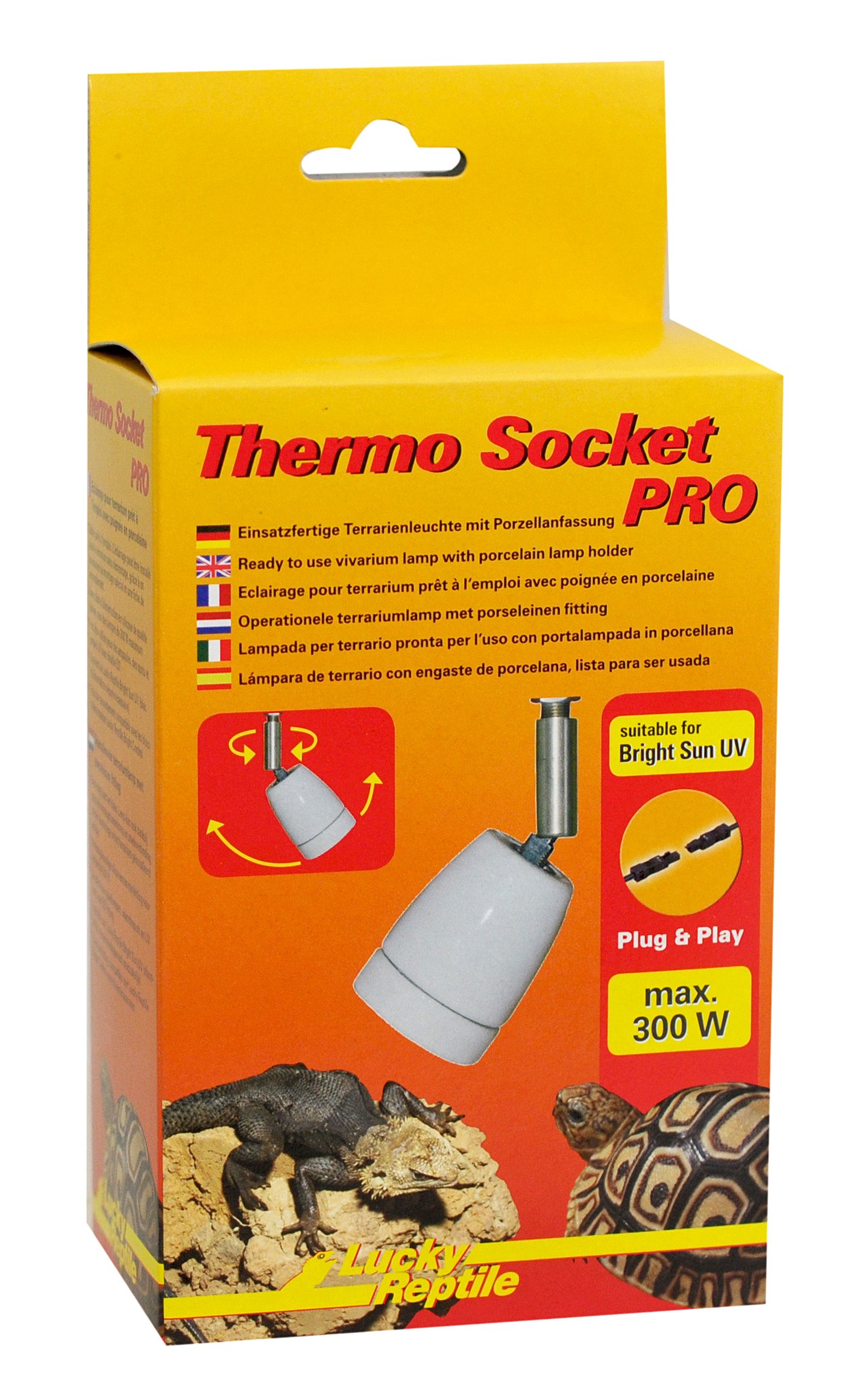 Lucky Reptile HTSP-5 Thermo Socket Pro, Porzellanfassung mit Gelenk, montierte Terrarienleuchte, 1 Stück (1er Pack)