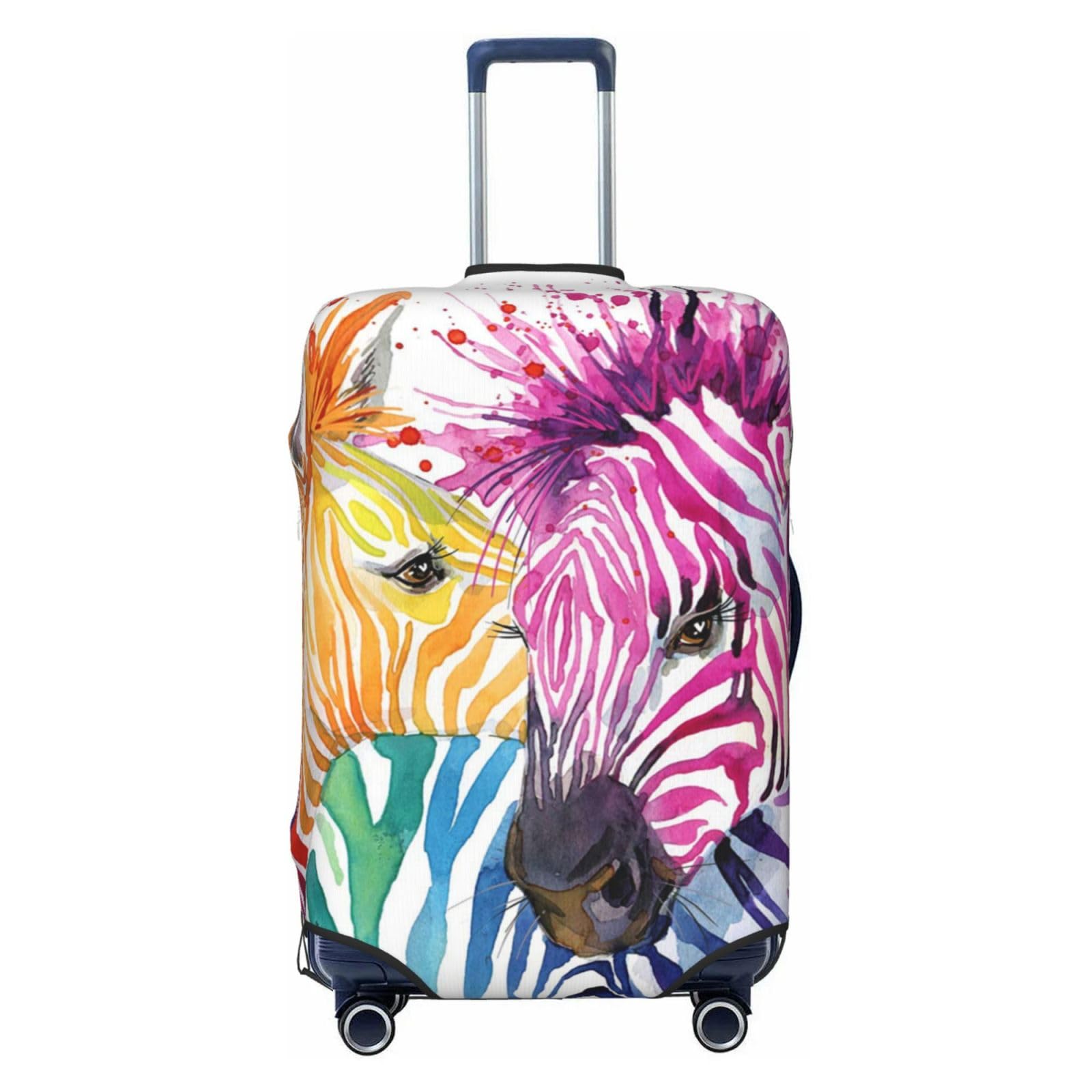 Miniks Rainbow Zebra Reisegepäckabdeckung, robuster Kofferschutz, passend für 45,7 - 81,3 cm große Gepäckstücke, Schwarz, Large