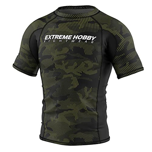 Kurzarm Rashguard, Herren-Sport-T-Shirt, Fitness-T-Shirt, Kompressionsshirt, Shortsleeve, Funktionsshirt Bodybuilding MMA Boxing