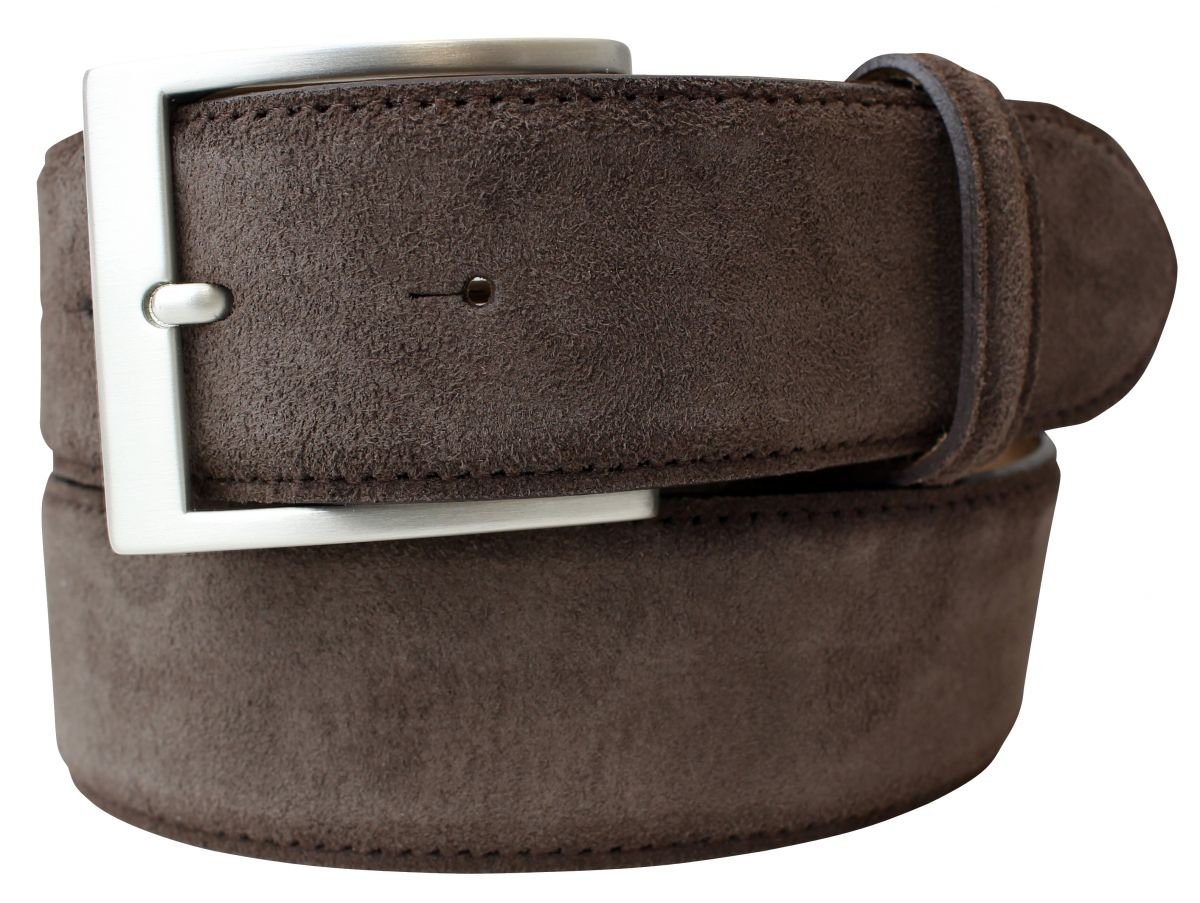 BELTINGER Gürtel aus Veloursleder 4 cm | Hochwertiger Velour-Ledergürtel für Herren 40mm | Herren-Gürtel Wildleder-Gürtel 4cm | Dunkelbraun 115cm