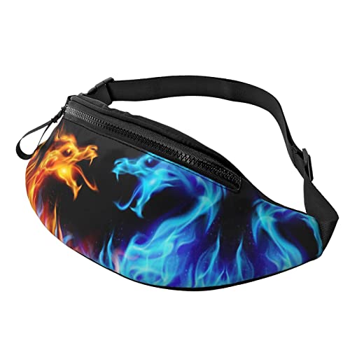 Ice and Fire Dragons Hüfttasche für Damen und Herren, Hüfttasche für Reisen, Yoga, Fitnessstudio, für Outdoor, Workout, Sport, Reisen, Laufen, Schwarz , Einheitsgröße