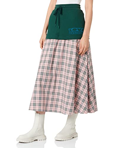 Love Moschino Damen With Watching Brand long skirt matching logo embroidery, Pink Green, 40 EU