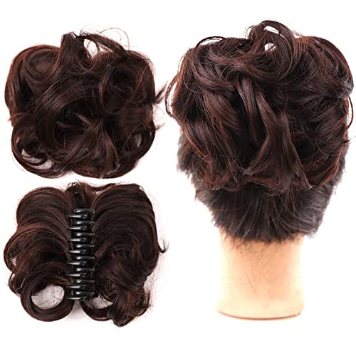 Bun Haarteile Lockige, gewellte, kurze, synthetische Haargummis for Anklipsen, Haarknoten, Haarverlängerung, unordentlicher Dutt, zerzauste Hochsteckfrisur, for Anklippen, Haarteil for Frauen Brötchen