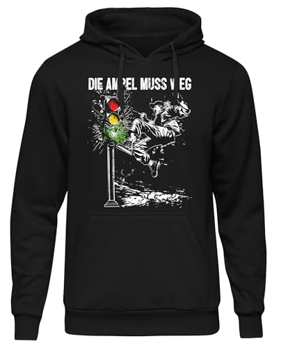 UGLYSHIRT Die Ampel muss Weg Herren Kapuzenpullover | Anti Grün Hoodie Demo Shirt Widerstand Pullover Politik Anti Klimaaktivist | M1 Schwarz (XXL)