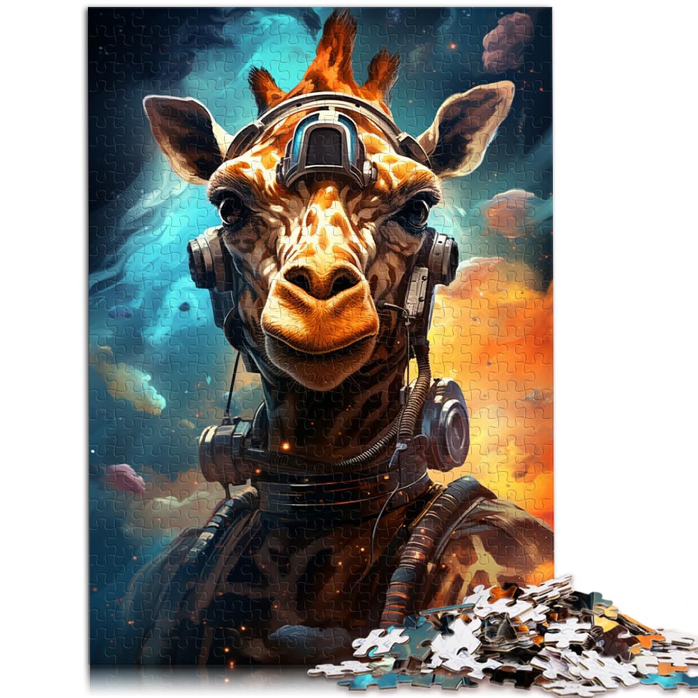 Puzzles zum Verschenken, Weltraum-Giraffe, Puzzle für Erwachsene, 1000 Teile, Holzpuzzle, anspruchsvolles Spielspielzeug, 1000 Teile (50 x 75 cm)