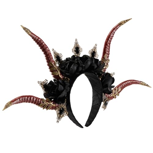 Antilope Horn Blume Stirnband mit Fransen für Party Bühnenauftritte Hairhoop Erwachsene Cosplay Haarband Karneval Tiaras Gothics Kopfschmuck