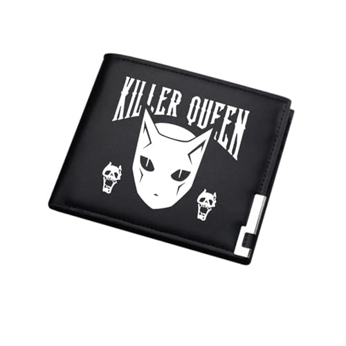 RYNDEX Jo-Jo's Bizar-re Adventu-re Portemonnaie Jungen Teenager, Cartoons Muster Kleine Geldbörse, Kunstleder Geldbörse Münzbörse Wallet, Geschenk für Kinder & Teenager(Color:Black 8)