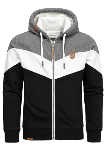 Amaci&Sons Sweatjacke Kapuzenpullover Herren Pullover Hoodie Zipper Jacke 4069 Anthrazit/Weiß/Schwarz M