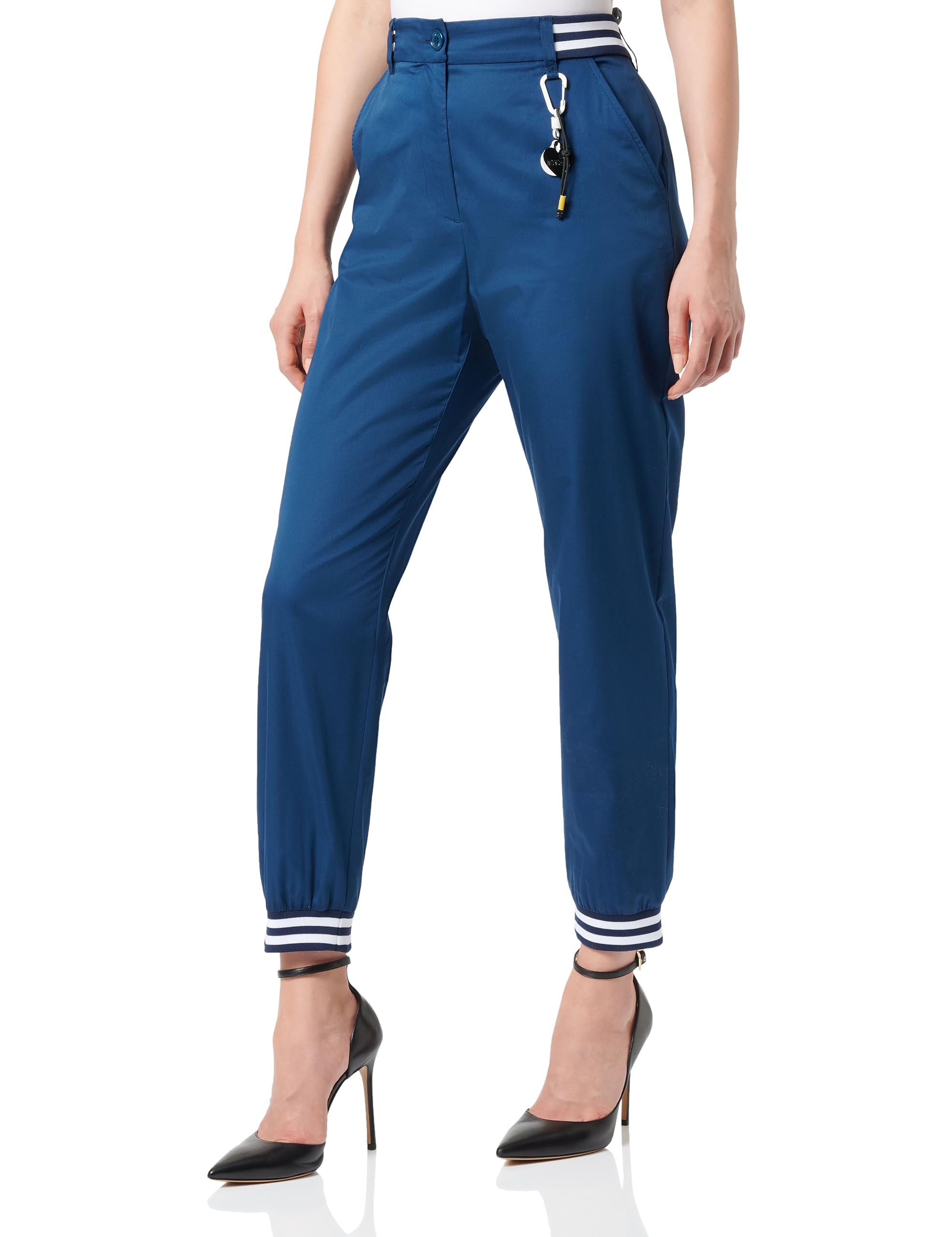 Love Moschino Women's Jogger fit Trousers Casual Pants, Blue, 44