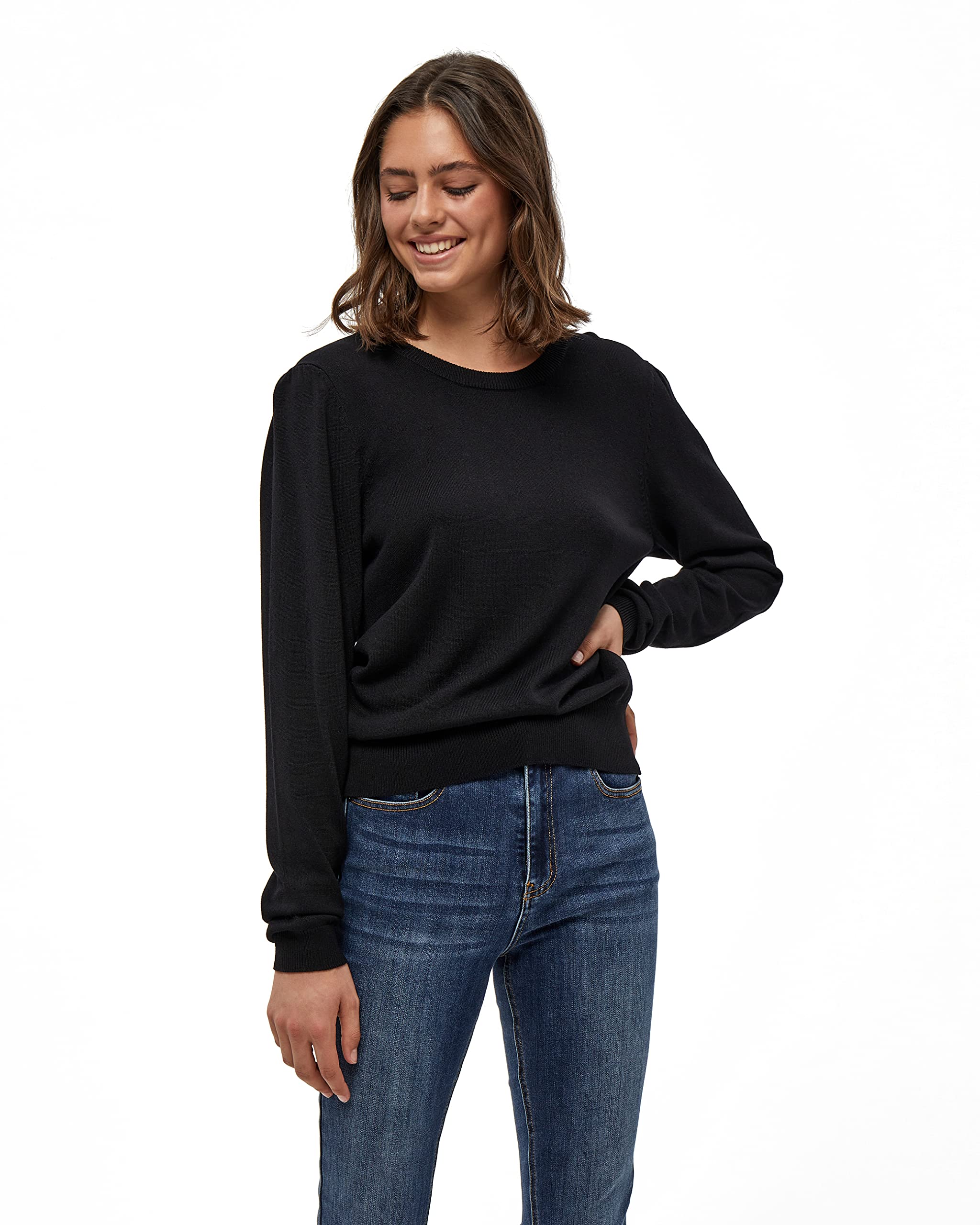 Peppercorn Tana Runden Hals Lange Ärmel Strickpullover | Pullover Damen In Schwarz | Frühling Pulli Damen | Größe Xxl